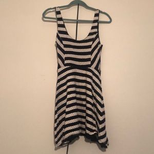 White and Blue Stripped Skater Dress